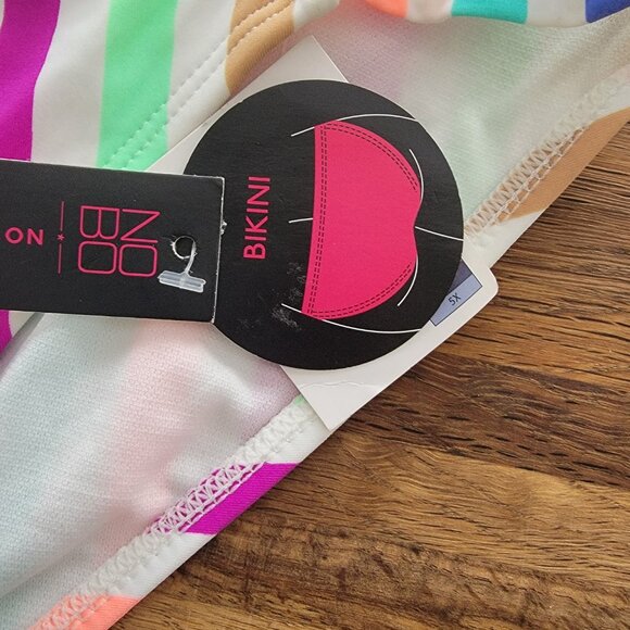 NWT NOBO Ruffle Side Striped Bikini Swim Bottom - Picture 9 of 9